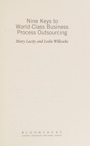 Cover of Nine keys to world-class business process outsourcing